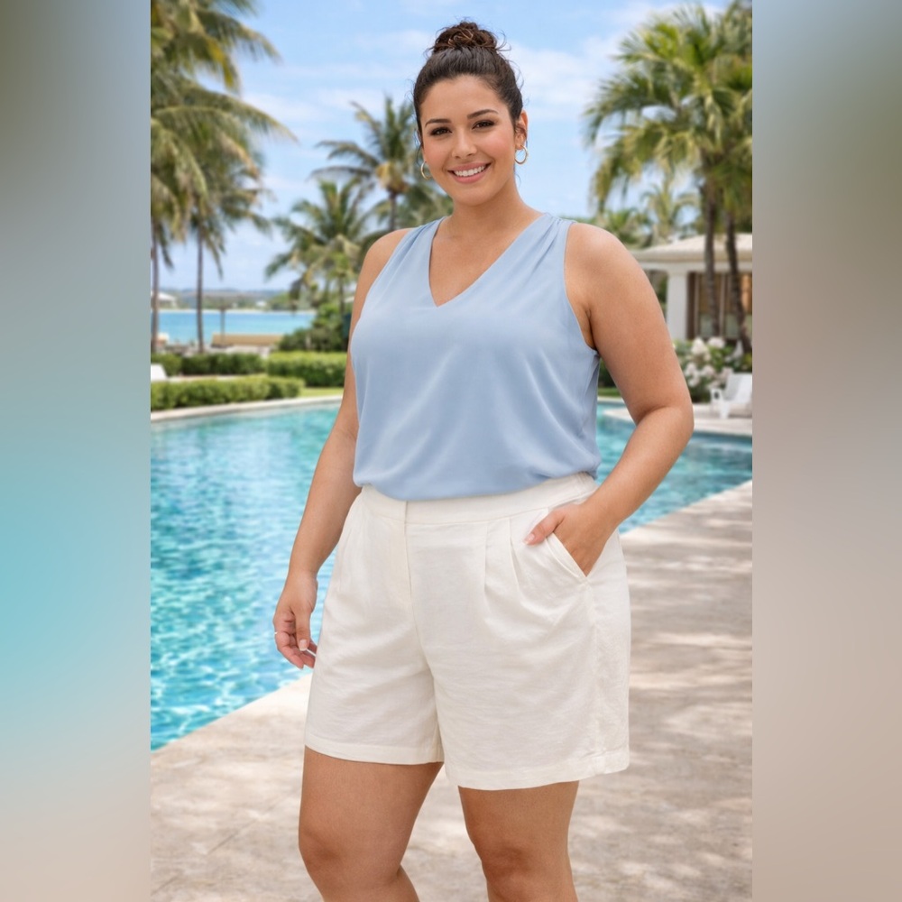 NWT Vince Camuto Summer Heat Ivory Fully Lined Shorts Size 24W - Picture 1 of 11